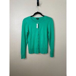 Talbots Womens Button-Front Knit Cardigan XS Green Cotton Blend Sweater NEW